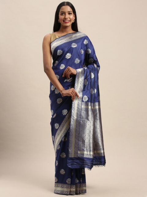 

PACHE Navy Blue Art Silk Woven Design Banarasi Saree