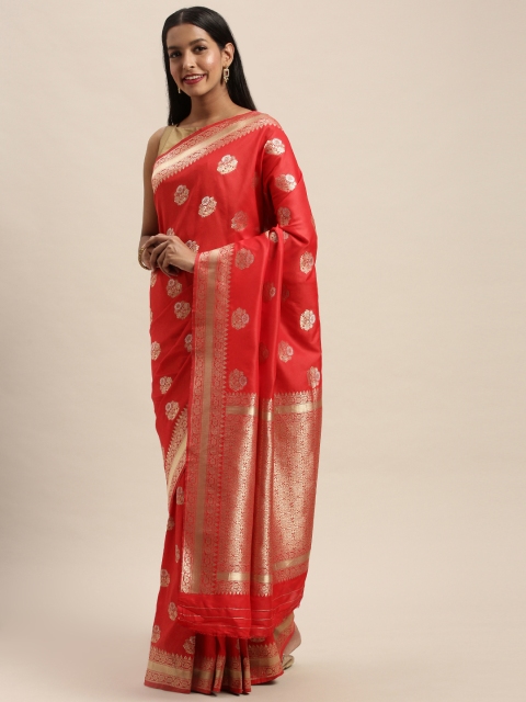 

PACHE Red & Gold-Toned Art Silk Woven Design Banarasi Saree