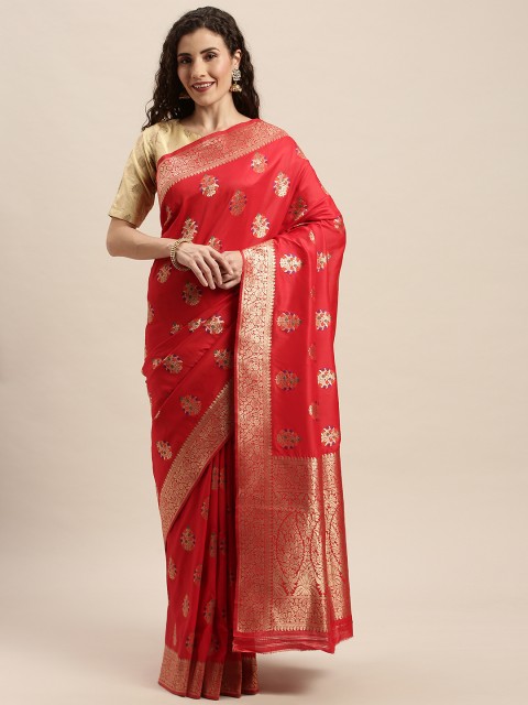 

PACHE Red & Gold-Toned Art Silk Woven Design Banarasi Saree