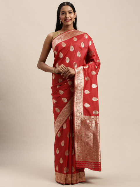 

PACHE Red Art Silk Woven Design Banarasi Saree