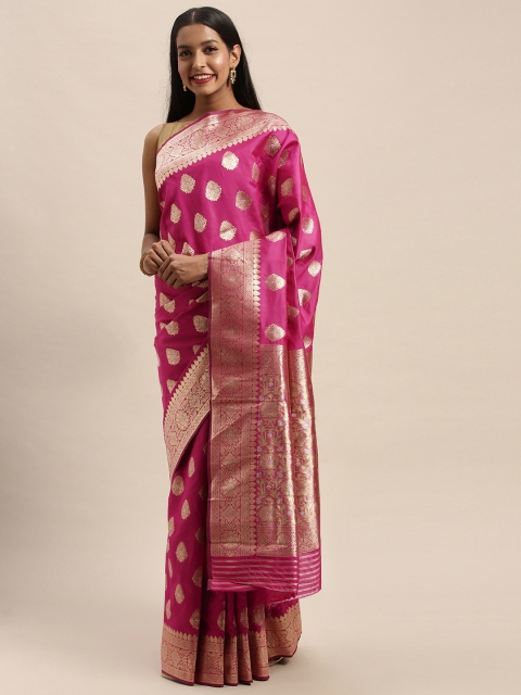 

PACHE Pink & Gold-Coloured Art Silk Woven Design Banarasi Celebrity Saree