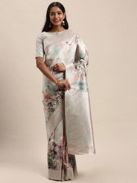 

PACHE Beige & Blue Art Silk Woven Design Banarasi Saree