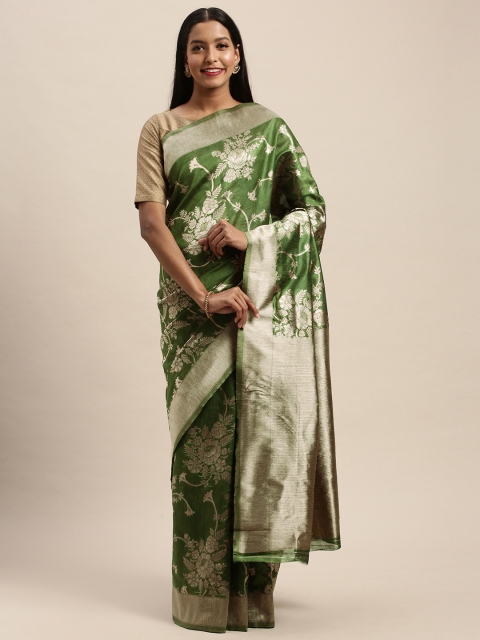 

PACHE Green Art Silk Woven Design Banarasi Saree