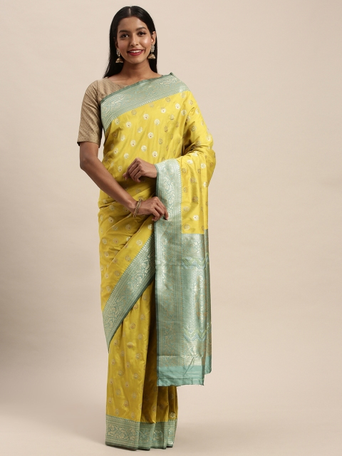 

PACHE Mustard & Gold-Toned Art Silk Woven Design Banarasi Saree
