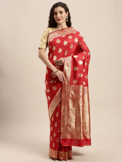 

PACHE Red & Golden Art Silk Woven Design Banarasi Saree