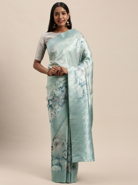 

PACHE Sea Green & White Art Silk Woven Design Banarasi Saree