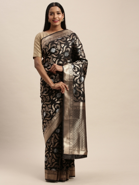 

PACHE Black Art Silk Woven Design Banarasi Saree