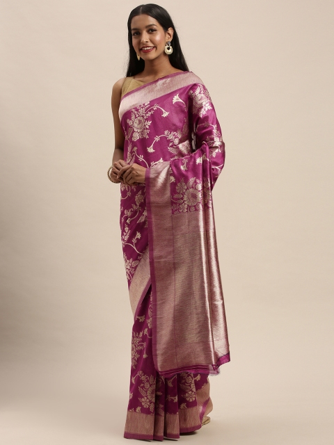 

PACHE Purple & Gold-Toned Art Silk Woven Design Banarasi Saree