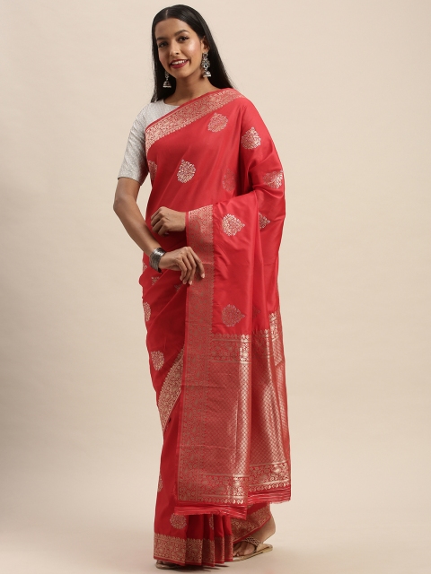 

PACHE Red & Gold-Toned Art Silk Woven Design Banarasi Saree