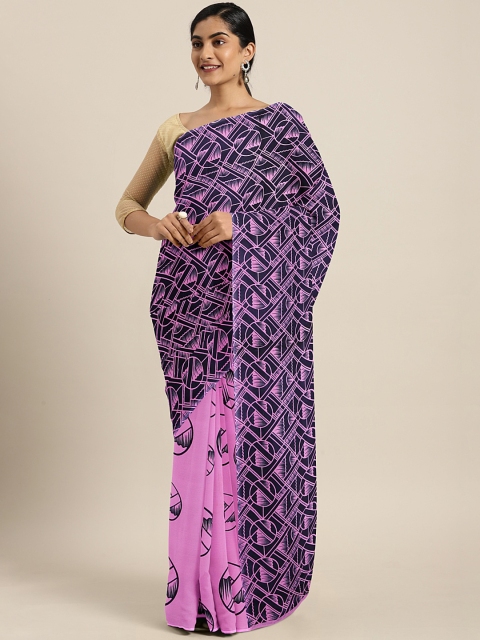 

KALINI Pink Printed Poly Georgette Saree