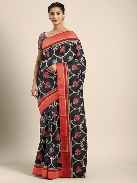 

KALINI Black Printed Art Silk Saree