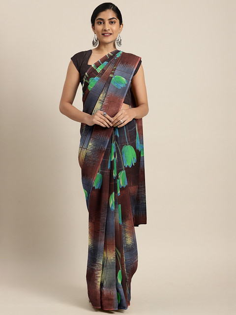 

KALINI Black Printed Poly Georgette Saree