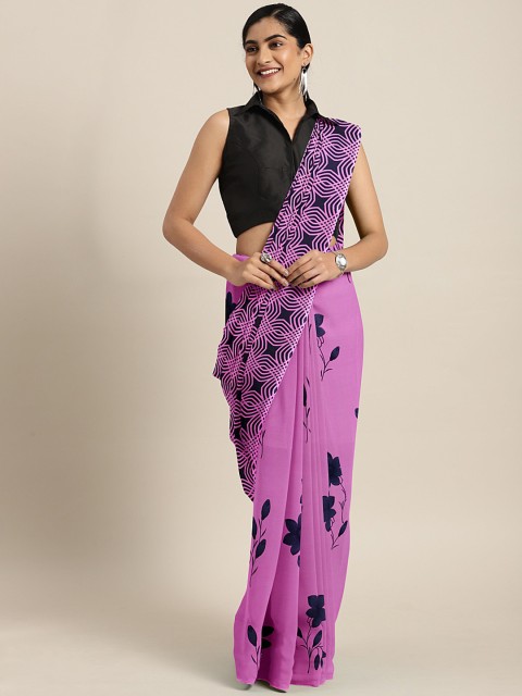 

KALINI Pink Printed Poly Georgette Saree
