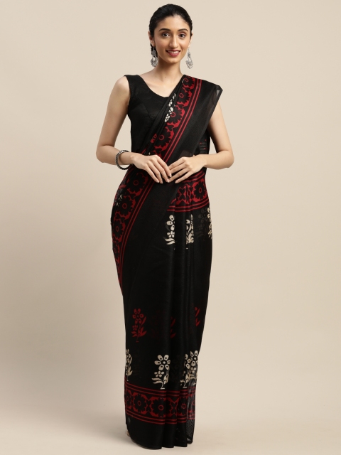 

KALINI Black Printed Cotton Blend Saree