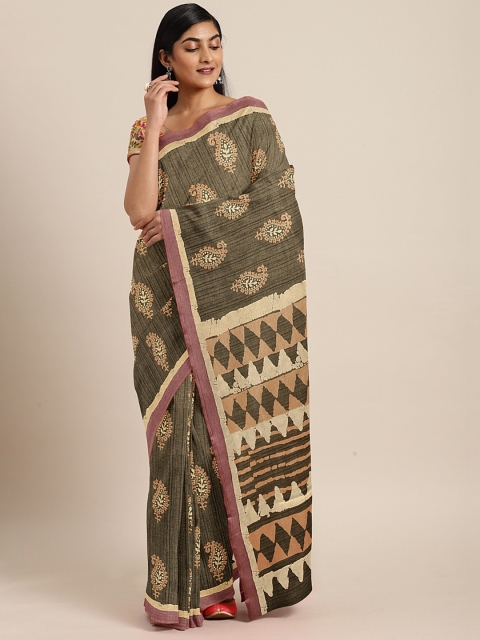

KALINI Brown Paisley Printed Saree