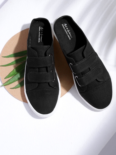 

Mast & Harbour Women Black Recycled Denim Slip-On Sneakers