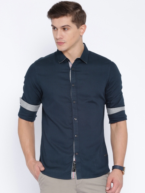 

Being Human Clothing Navy Slim Casual Shirt, Navy blue