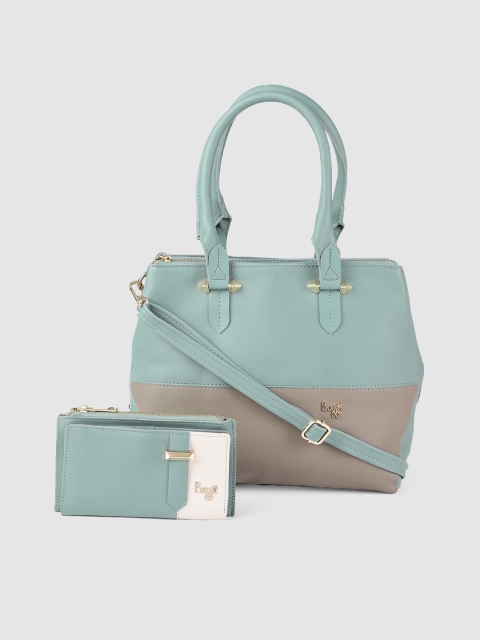 

Baggit Green & Grey Colourblocked Shoulder Bag with Pouch