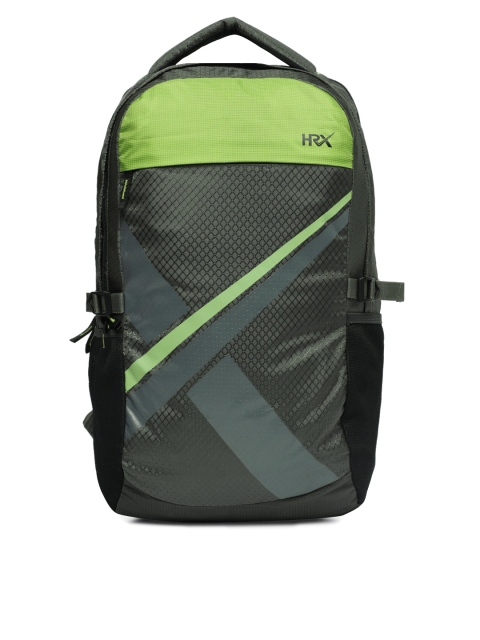 

HRX by Hrithik Roshan Unisex Grey & Green Textured Backpack