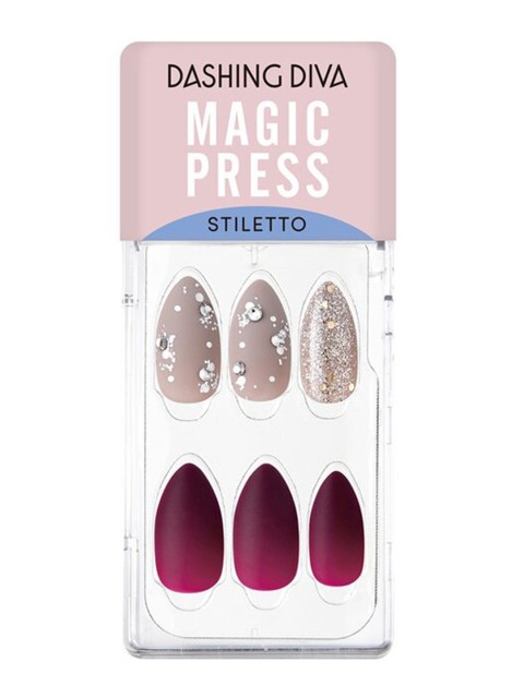 

Dashing Diva MAGICPRESS Shiny Mulberry Artificial Nails, Pink