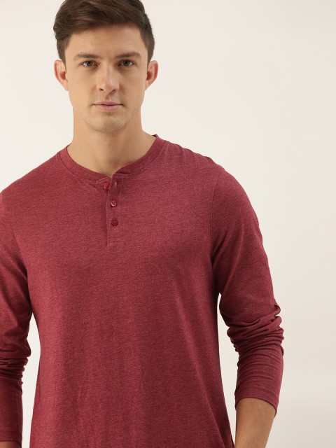 

INVICTUS Men Red Henley Neck T-shirt