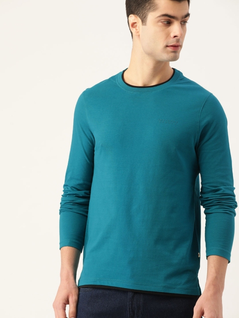 

Invictus Indoor Men Teal Green Pure Cotton Solid T-shirt