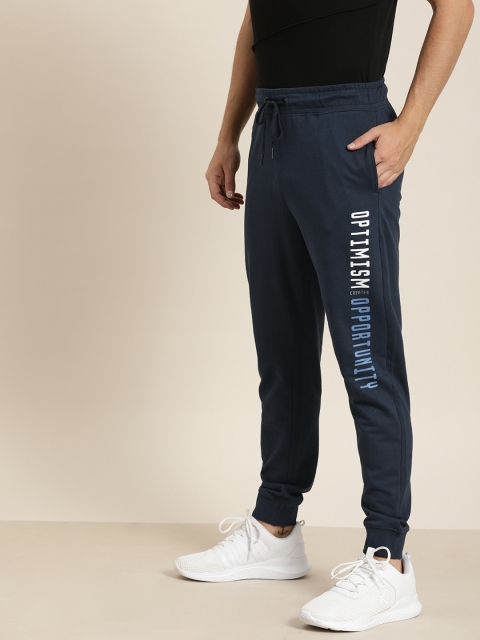 

Invictus Indoor Men Navy Blue Solid Straight Fit Joggers with Printed Detailing