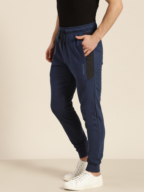 

INVICTUS Men Navy Blue Solid Pure Cotton Joggers