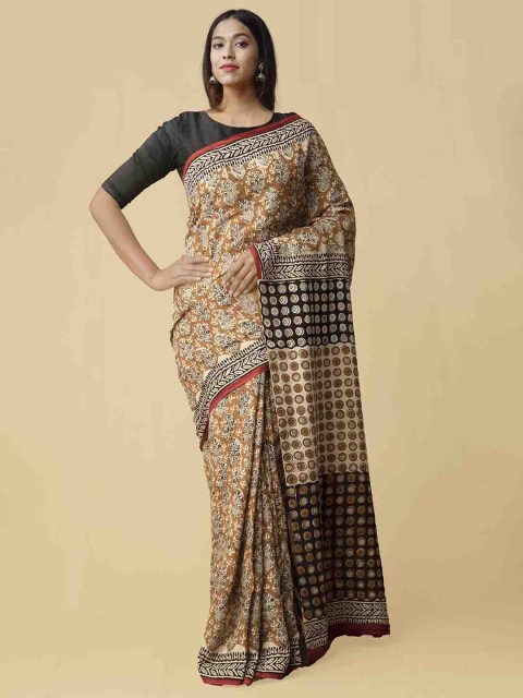 

Unnati Silks Brown Pure Cotton Printed Kota Saree