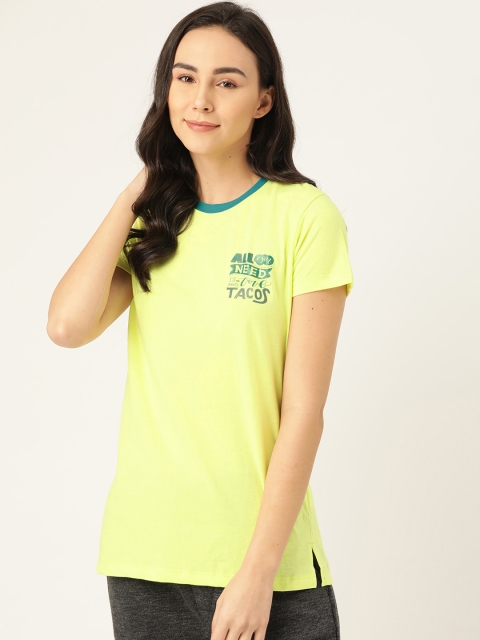 

Sweet Dreams Women Yellow Solid Round Neck Athleisure T-shirt