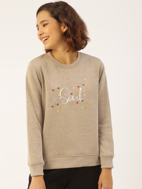 

Sweet Dreams Women Beige & White Embroidered Sweatshirt
