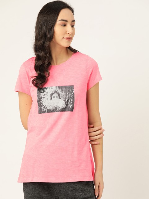 

Sweet Dreams Women Pink Printed Slub Effect Lounge T-shirt