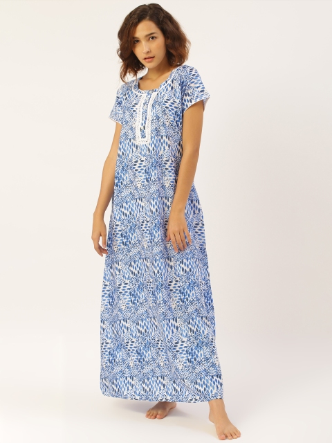 

Sweet Dreams Blue & White Printed Nightdress