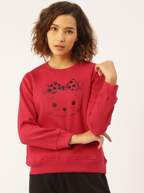 

Sweet Dreams Women Red & Black Kitty Print Sweatshirt