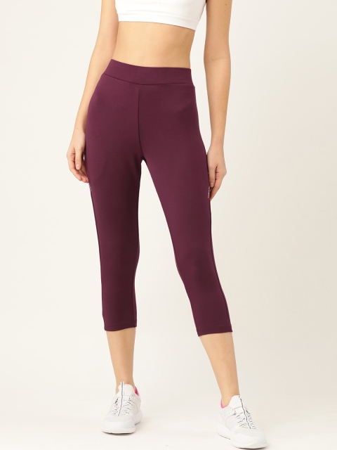 

Sweet Dreams Women Wine-Coloured Solid 3/4th Workout Tights, Burgundy