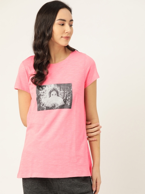 

Sweet Dreams Women Pink Printed Slub Effect Lounge T-shirt