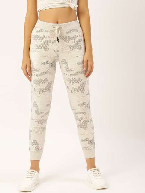 

Sweet Dreams Women Off-White & Grey Camouflage Print Cropped Joggers