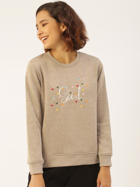 

Sweet Dreams Women Beige Embroidered Sweatshirt