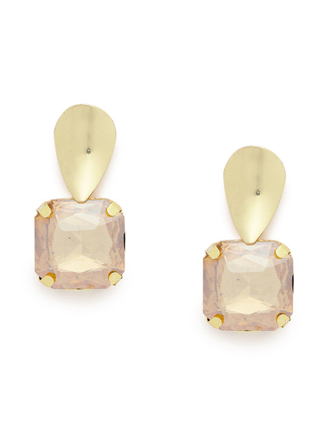 

Zaveri Pearls Gold-Plated Contemporary Crystal Studded Drop Earrings