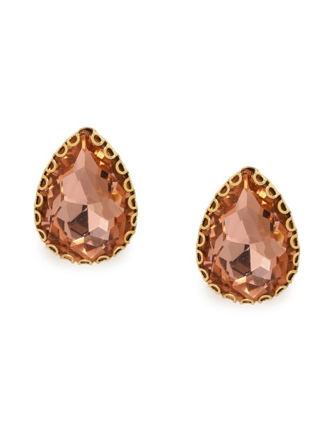 

Zaveri Pearls Pink Gold-Plated Studded Teardrop Shaped Studs