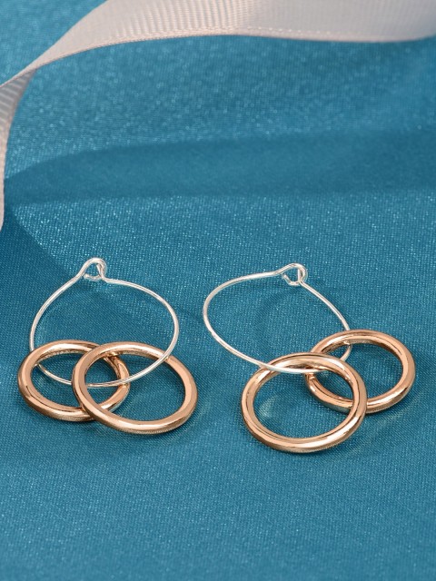 

Zaveri Pearls Silver-Toned Gold-Plated Contemporary Hoop Earrings