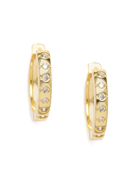 

Zaveri Pearls Gold-Toned Cubic Zirconia Studded Circular Hoop Earrings