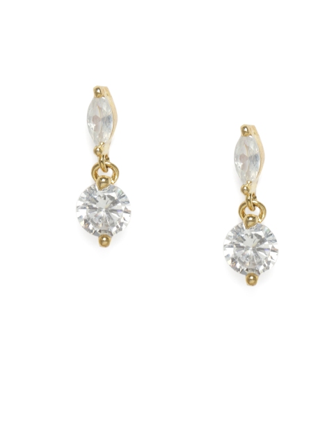 

Zaveri Pearls Gold-Toned Cubic Zirconia Studded Contemporary Drop Earrings