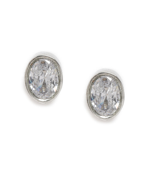 

Zaveri Pearls Silver-Plated Cubic Zirconia Oval Studs