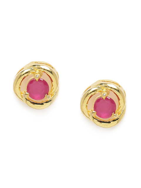 

Zaveri Pearls Pink Gold-Plated CZ Studded Circular Studs