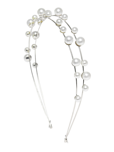 

Zaveri Pearls Silver-Toned Beaded Hairband