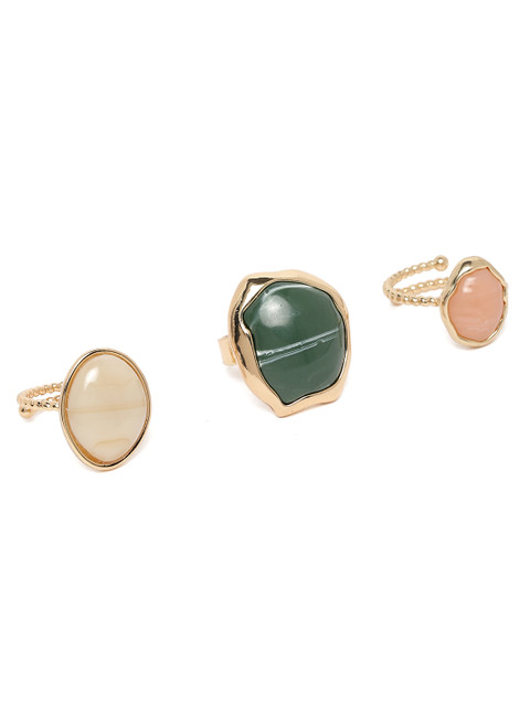 

Zaveri Pearls Set of 3 Contemporary Adjustable Finger Rings, Beige