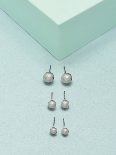 

Zaveri Pearls Set Of 3 Silver-Plated Circular Studs