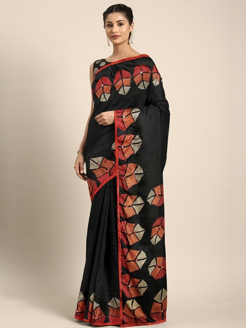 

KALINI Black Solid Jute Silk Saree