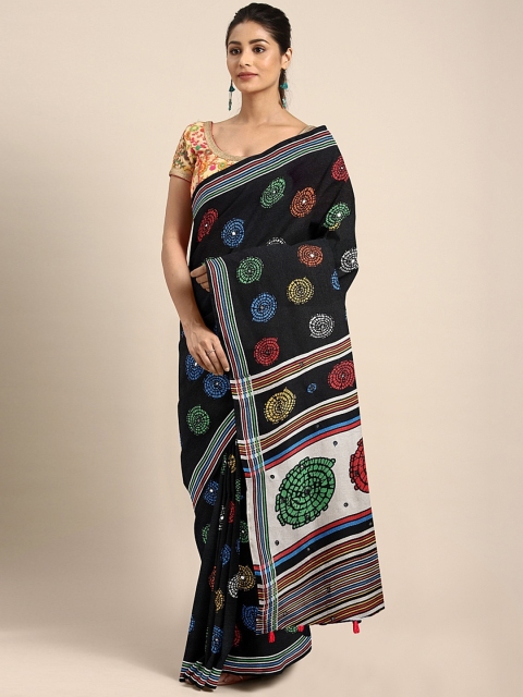 

KALINI Black & Blue Jute Silk Printed Saree